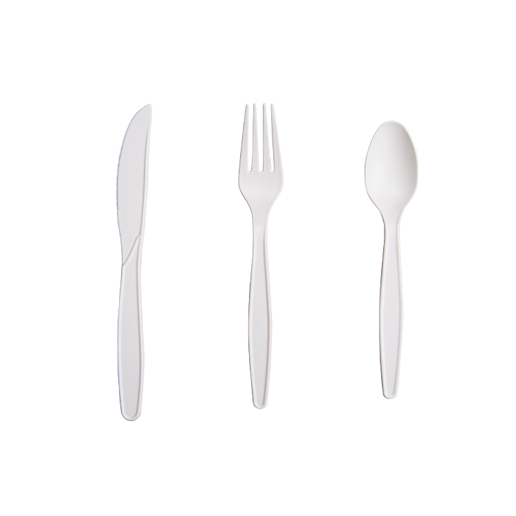Disposable Cornstarch Biodegradable Cutlery 7inch Cornstarch Cutlery Flatware Knife Fork Spoon