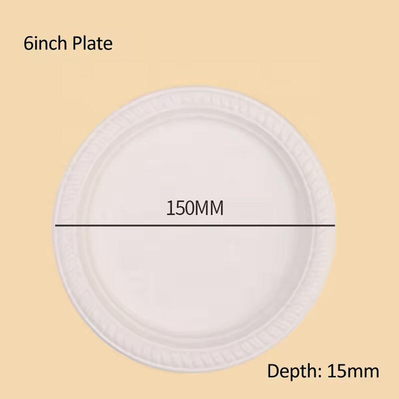 Factory In STOCK Eco-friendly Microwavable 150mm Biodegradable Cornstarch 6" Food Dish Plates for Party Wedding Picnic