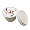 Customize 98mm Biodegradable Corn Starch Hot Cold Coffee Drink Round Flat Disposable Ice Cream Cup Lid