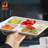Wholesale Disposable White 5 Compartment Rectangular Sugarcane Pulp Bagasse Oval Tray
