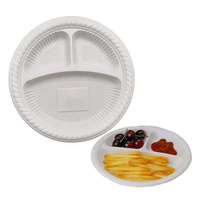 9 Inch 100% Food Grade Material biodegradable Plates Microwaveable Disposable Food Container Plates cornstarch