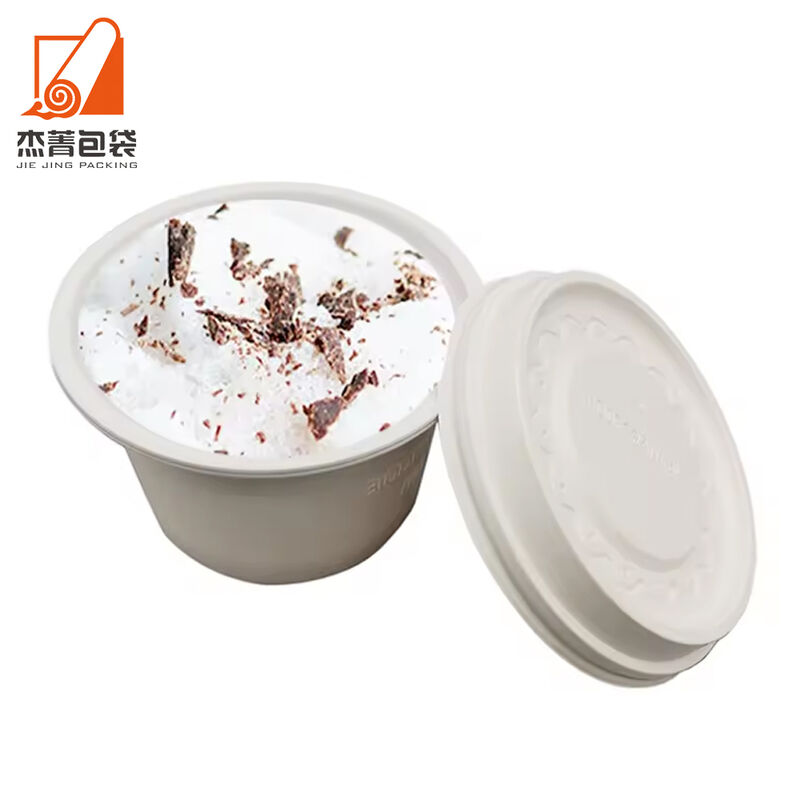 Cheap Customize 98mm Biodegradable Corn Starch Hot Cold Coffee Drink Round Flat Disposable Ice Cream Cup Lid