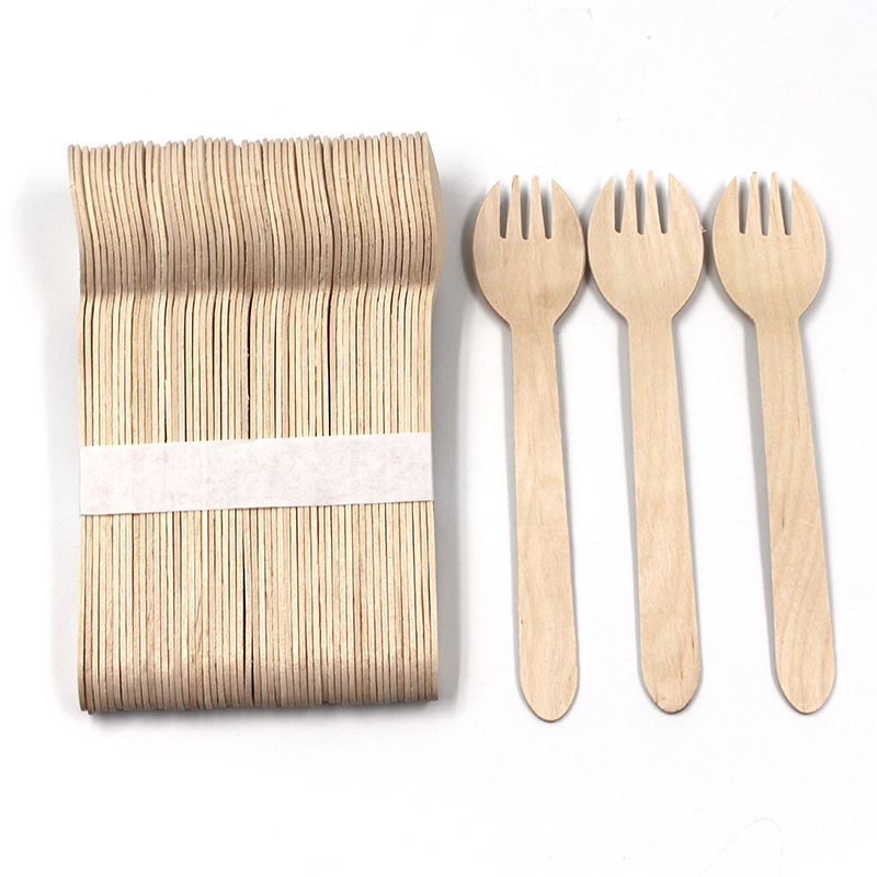 Travel cutlery set biodegradable cutlery Wooden spoon knife fork napkin in a paper wrap