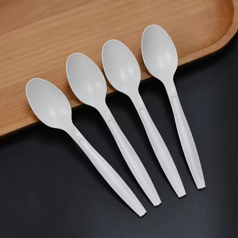 Natural Eco-friendly Cornstarch Spoon Food grade Biodegradable Dinner Tableware Disposable Cutlery Spoon