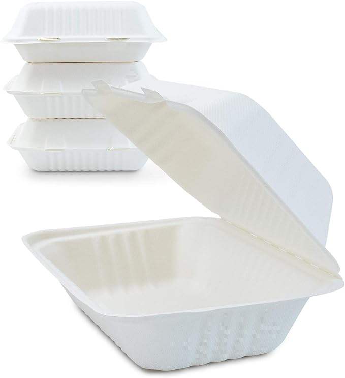 Bagasse Food Grade Square Bowls 24oz Disposable Sugarcane Pulp Food Containers Compostable Bowls With Lids