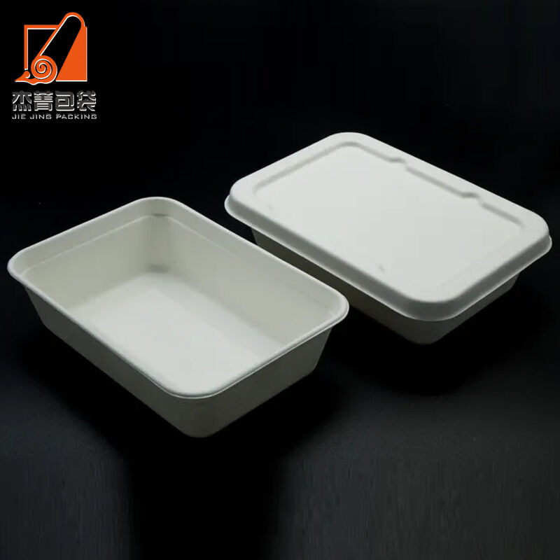 Disposable Bagasse 650ml Tray Lid Food Container Biodegradable Sugarcane Bento Lunch Box