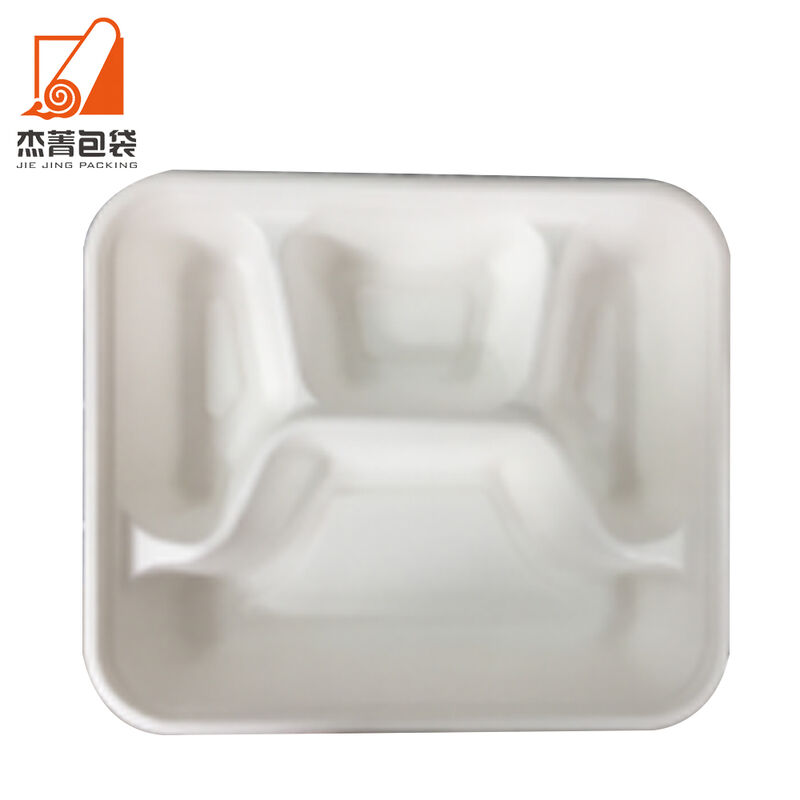 4 Compartment Food Tray Disposable Biodegradable Bagasse Tableware Eco-friendly Compostable Lunch Meal Tray