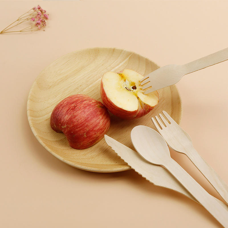 Eco-Friendly Biodegradable Disposable Birch Wooden Cutlery Set-Spoon Fork Knife with Individual Packaging