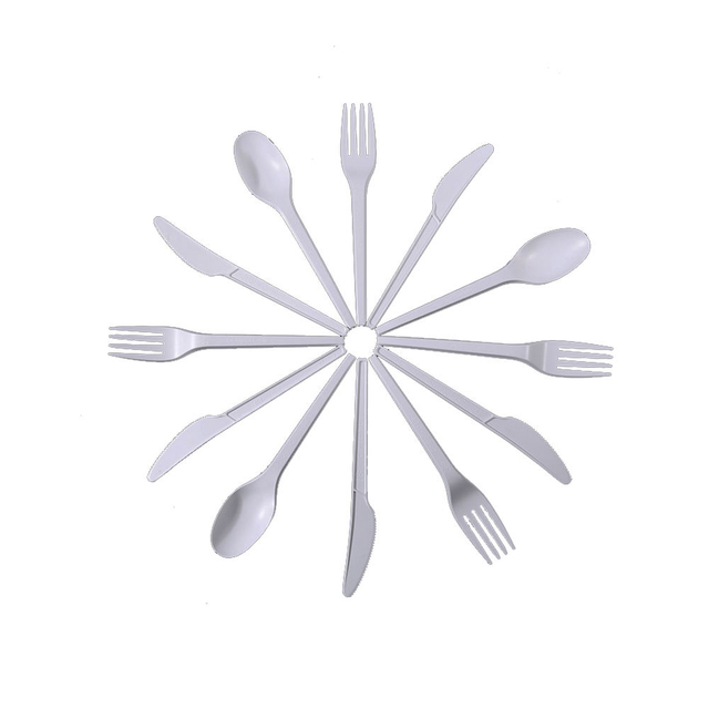 Disposable Cornstarch Tableware Utensils Set Heavy Duty Biodegradable Plastic Knife Spoon Fork Cutlery Set with Paper Napkin