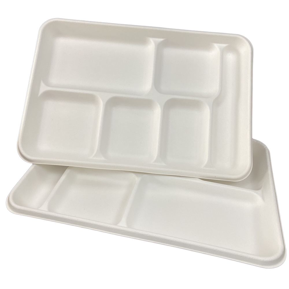 Werkseitige Zuckerrohr-Bagasse-Tabletts mit biologisch abbaubarem kompost ierbarem Einweg-Deckel