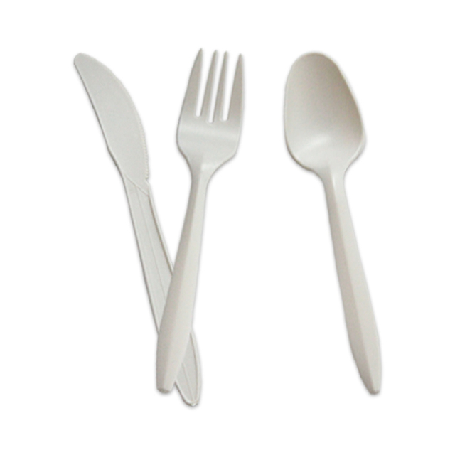 Compost Custom logo Printing Disposable Corn Starch Cutlery Biodegradable 160mm Length Corn Starch Fork Knife and Spoon Set
