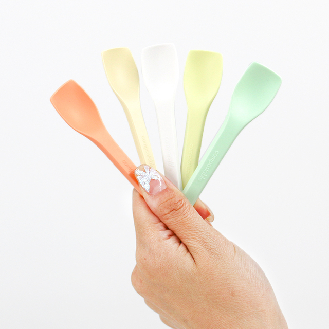 Individually Wrapped Cutlery Disposable Ice Cream Spoon PLA Colorful Ice Cream Tasting Spoons