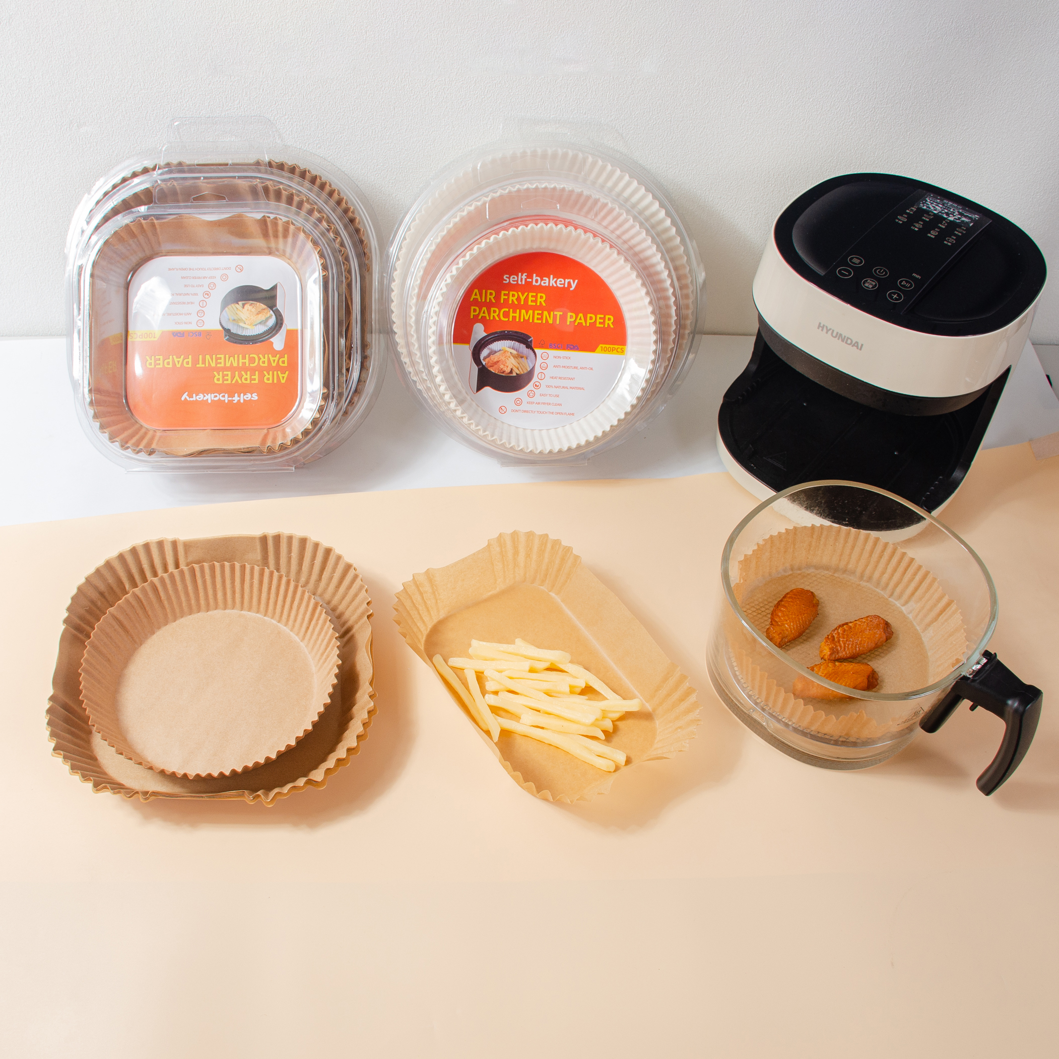 PFAS-freies Antihaft-Rund quadrat 50 Stück 100 Stück Back-Air fryer Pergament Silikon Einweg-Luft fritte use Liner Papier