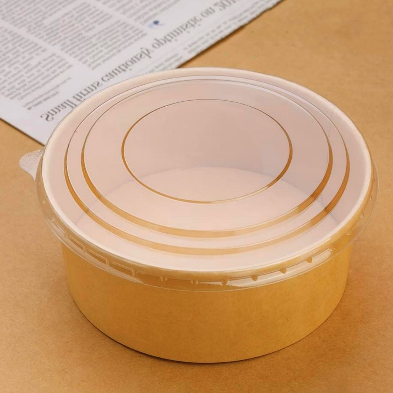 Degradable circular container for gathering salad soup