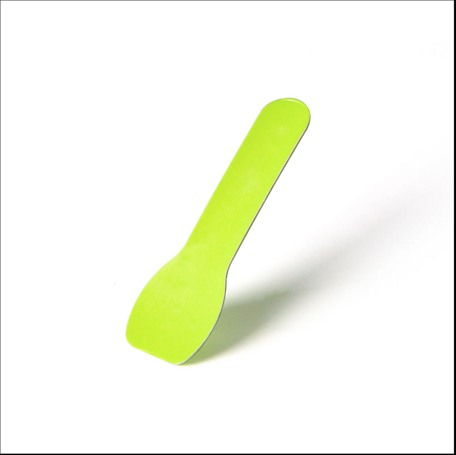 Customized logo Food Grade Compostable Kraft Paper Ice Cream Spoon Disposable Frozen Yogurt Gelato Cutlery Spoon Set with Lid