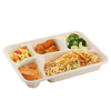 Biodegradable & Compostable Sugarcane Bagasse Plates 5 Compartment Fast Food Container Tray