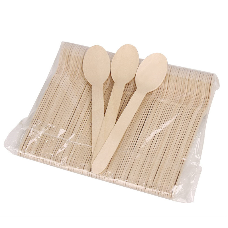 Wholesale Eco Friendly Bulk Biodegradable Disposable Birch Wood Fork Knife Spoon Wooden Cutlery Set for Restaurant