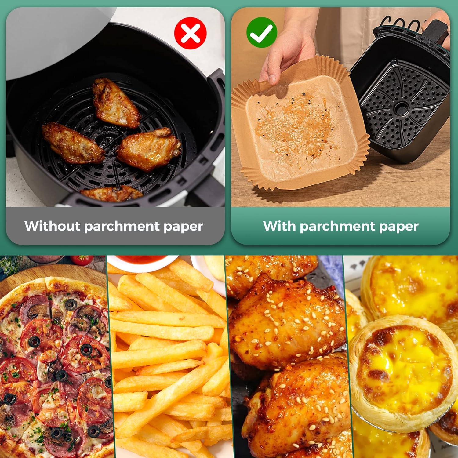 Air Fryer Liner Pergament Back papier für Air Fryer Einweg-Papier liner für Mikrowellen-Antihaft-Liner Quadrat Frei von Bleichmittel