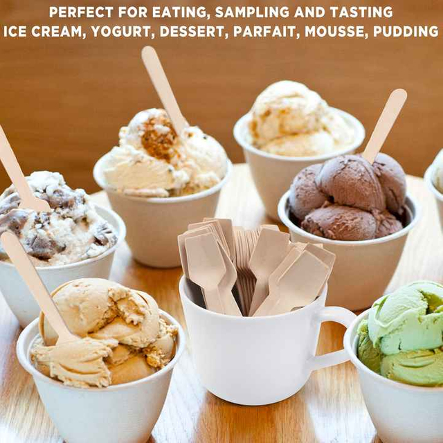 Brichwood Mini Biologisch abbaubare 7,5 cm quadratische Einweg löffel aus Holz Kompost ierbare Messer für Eis und Lebensmittel für Hotels