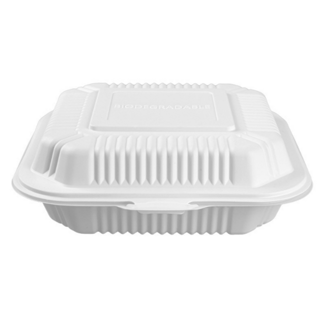 100% Biologisch Abbaubares Kompost Ier Bares Scharnier Clam Shell Lunch Box Einweg-Maisstärke-Lebensmittel Verpackungs Behälter