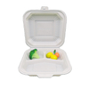 kompostierbare einweg-lunch-klappbox aus maisstärke 8*8 mit 3 fächern