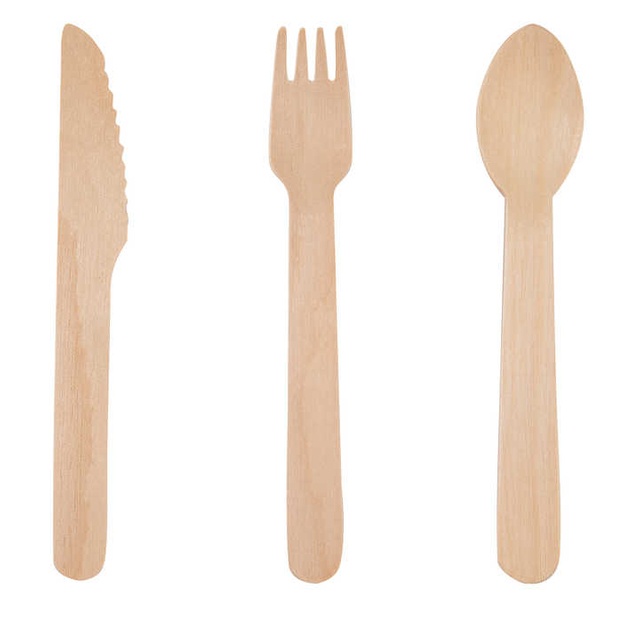 Compostable Portable Birch Wood Cutlery Set Wooden Spoon Knives Fork for Restaurants Food Serving