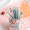 Factory Wholesale New Degradable Disposable Paper Straws Birthday Party Straws Hot Stamping Decorative Paper Straws