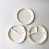  Divided Bagasse Plate White Round Fiber Plate Sugarcane Dinner Plate Food Container