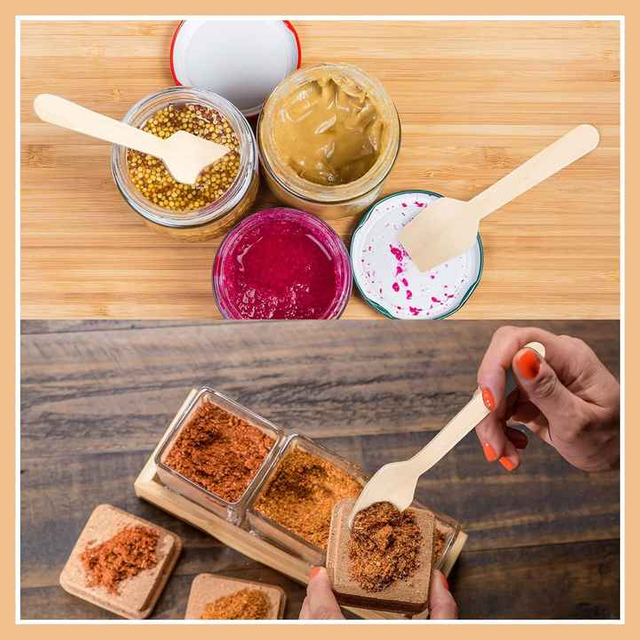 Healthy Biodegradable Disposable Wooden Spoon Customized Shape Wooden Spoons