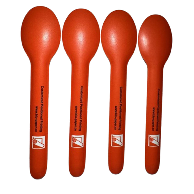 Stronger Customized Disposable Birthday Party Kids Chocolate Ice Cream Red Paper Spoon Fork Paper Spork