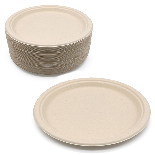 High Quality Biodegradable Disposable Restaurant Sugarcane Plates 9 Inch Dishes Paper Plates and Cups 