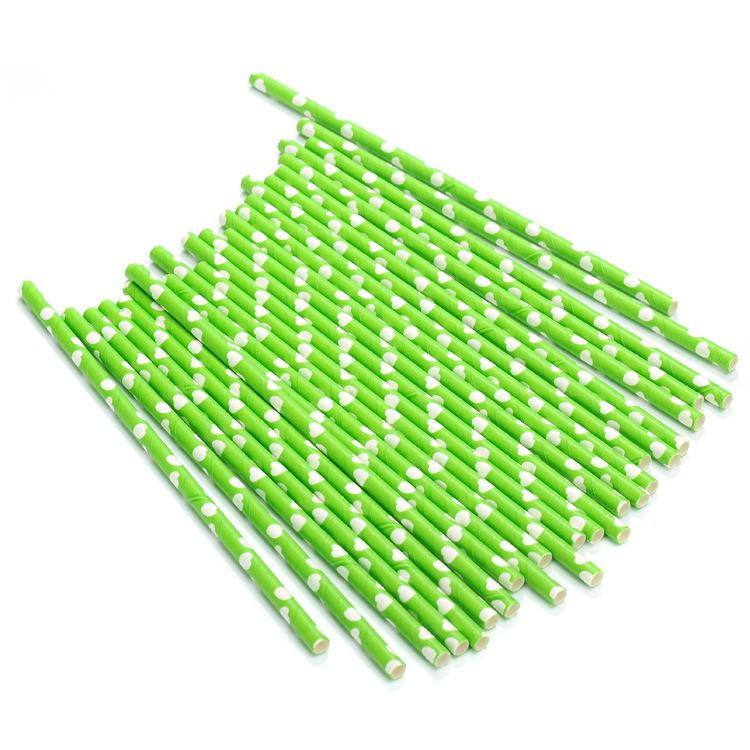 Customized Strip Mix Printed Colors Dot Striped Paper Straws