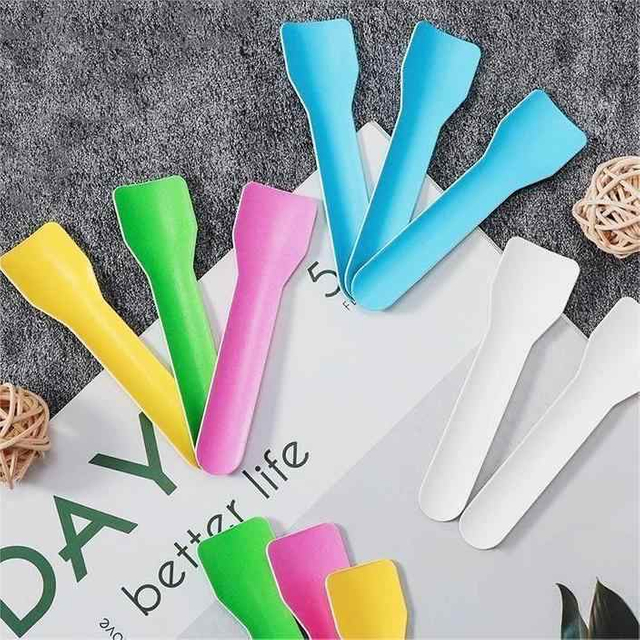 Disposable Custom Printed Food Grade Scoop Paper Pulp Biodegradable Yogurt and Dessert Ice Cream Paper Spoon