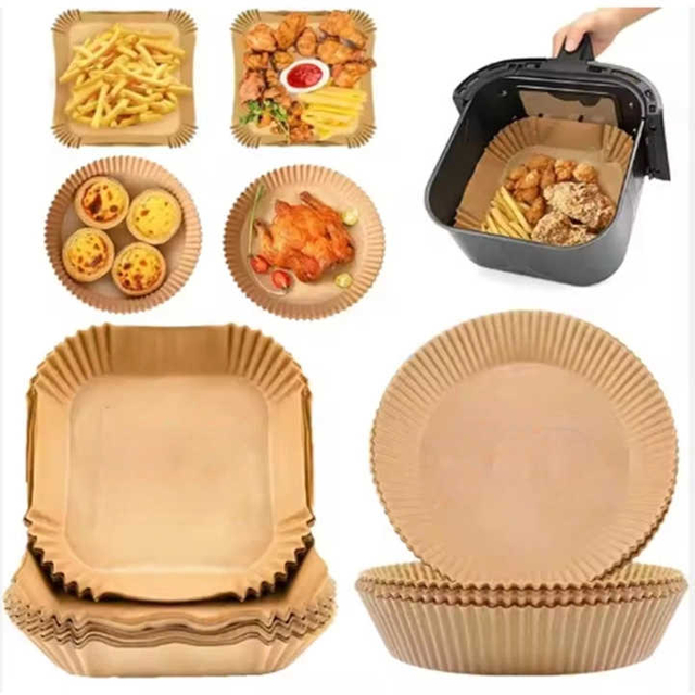 Hot Selling Oven Paper BBQ Disposable 100pcs/box air Fryer Liners Paper air Fryer Paper ﻿