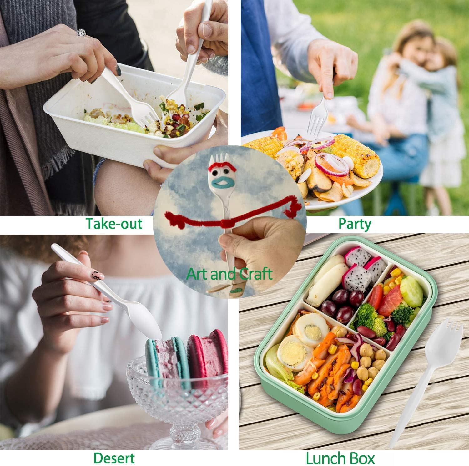 Wholesales Disposable Cornstarch PSM Plastic Cutlery Biodegradable Compostable Cutlery Set