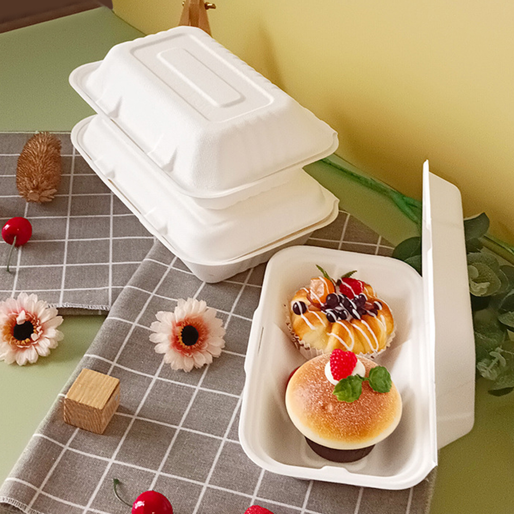 New Disposable Bagasse Folding Box Hot Dog Box Design Sense Degradable Eco-friendly Safe 100% Compostable Fast Food Packaging