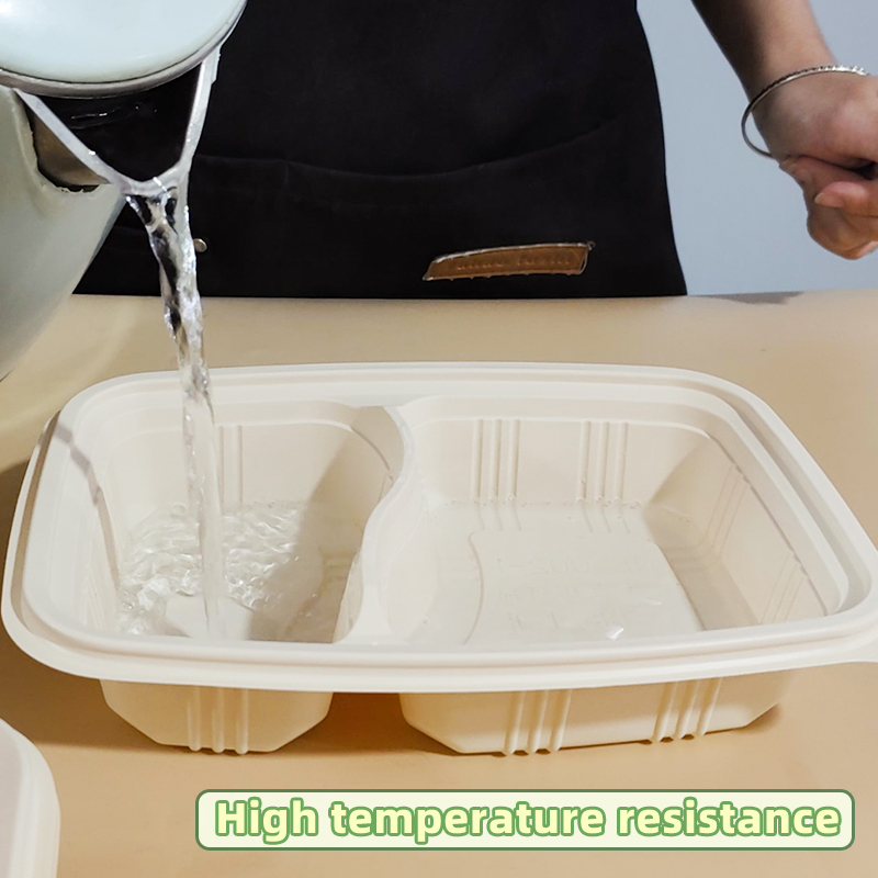 3 Frames High-Temperature Microwave Take-Out Box Corn Starch Lunch Container Eco-Friendly Bio-Degradable Insulation Takeout Food