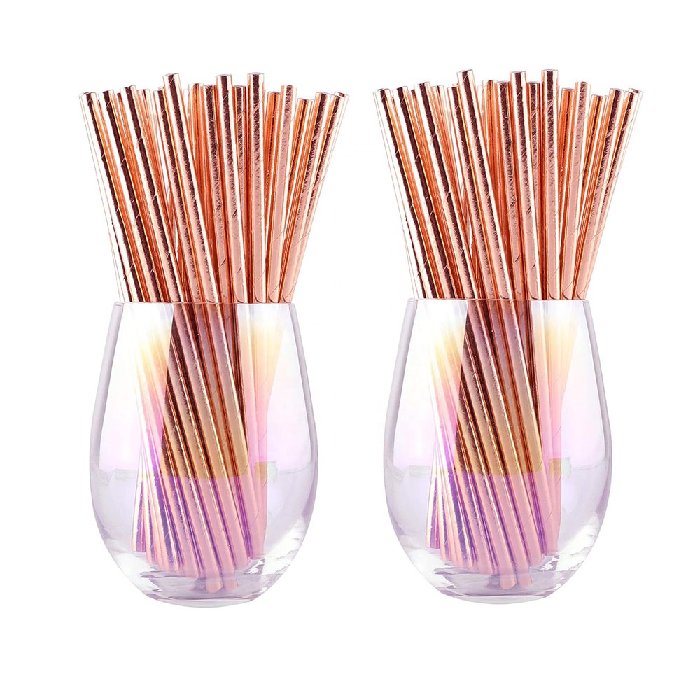 China Wholesale Thanksgiving Christmas Decorative Gold Color Biodegradable Disposable Drinking Paper Straw
