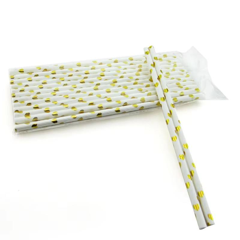 Factory Custom Eco Friendly Biodegradable Logo Printed Striped Drinking Paper Straw
