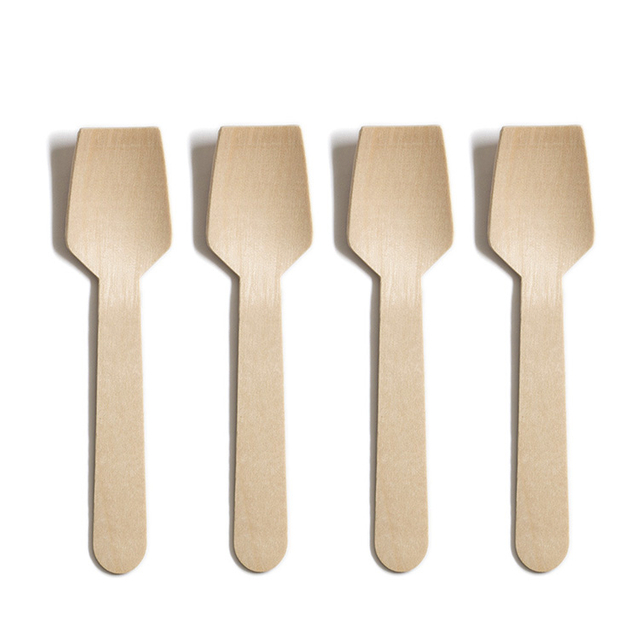  High Quality Eco-Friendly Custom LOGO Disposable Mini Wood Spoon Tasting Ice Cream or Tea Small Round for Dessert