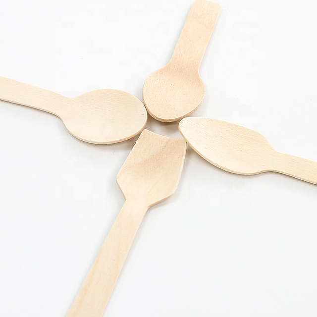 Wholesale Disposable Small Dessert Spoon Wood Dispos for Ice Cream