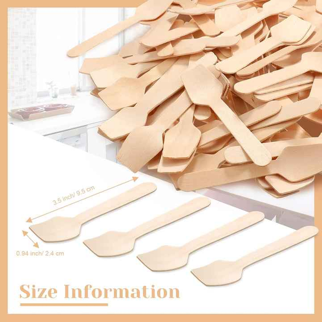 Disposable Square Spoon Tasting Wood Pointed Spoon Ice Cream Spoon
