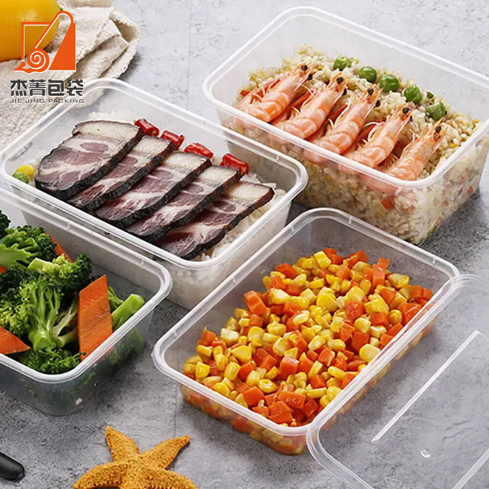 850ml Meal Prep Transparent Rectangular Fast Food Takeaway Microwavable Plastic Container with Lid