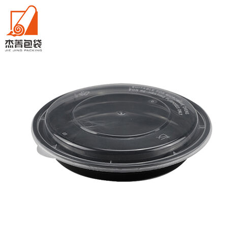 Black BPA-Free To-Go Plastic Lunch Plan Box Disposable Take Bowls Microwave Food Safe Reusable Durable Stackable