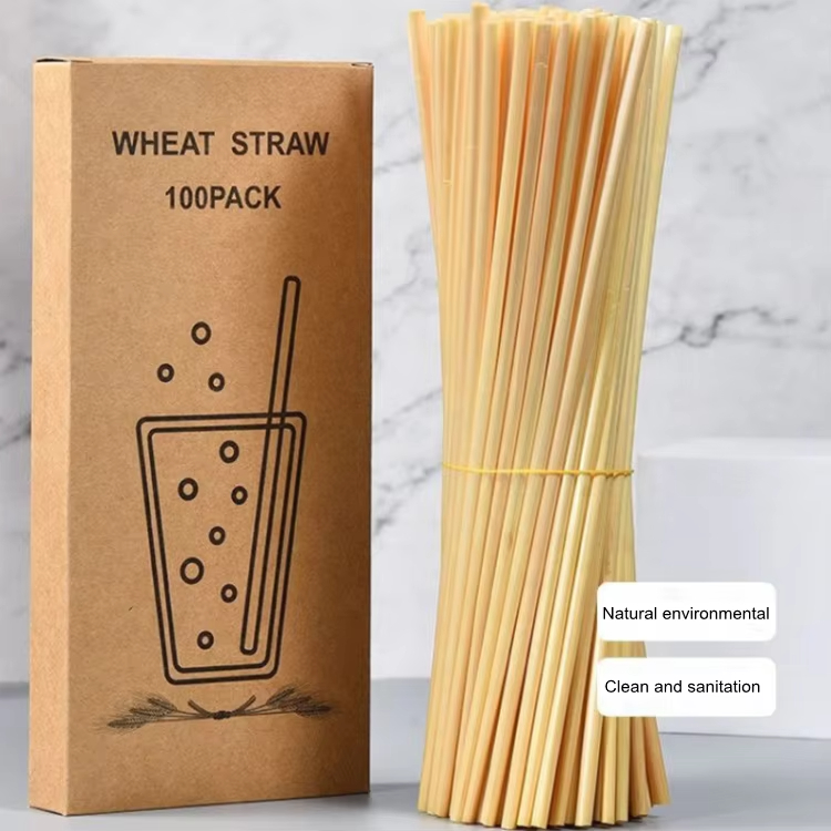 New eco friendly 100 biodegradable wheat grass fiber drink tube straw products custom individually wrapped eco wheat straws