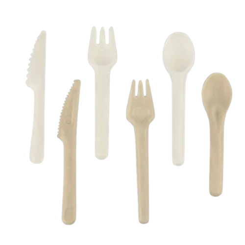 Biodegradable Compostable Sugarcane Bagasse Paper Cutlery Fiber Pulp Fork Knife Spoon Cutlery