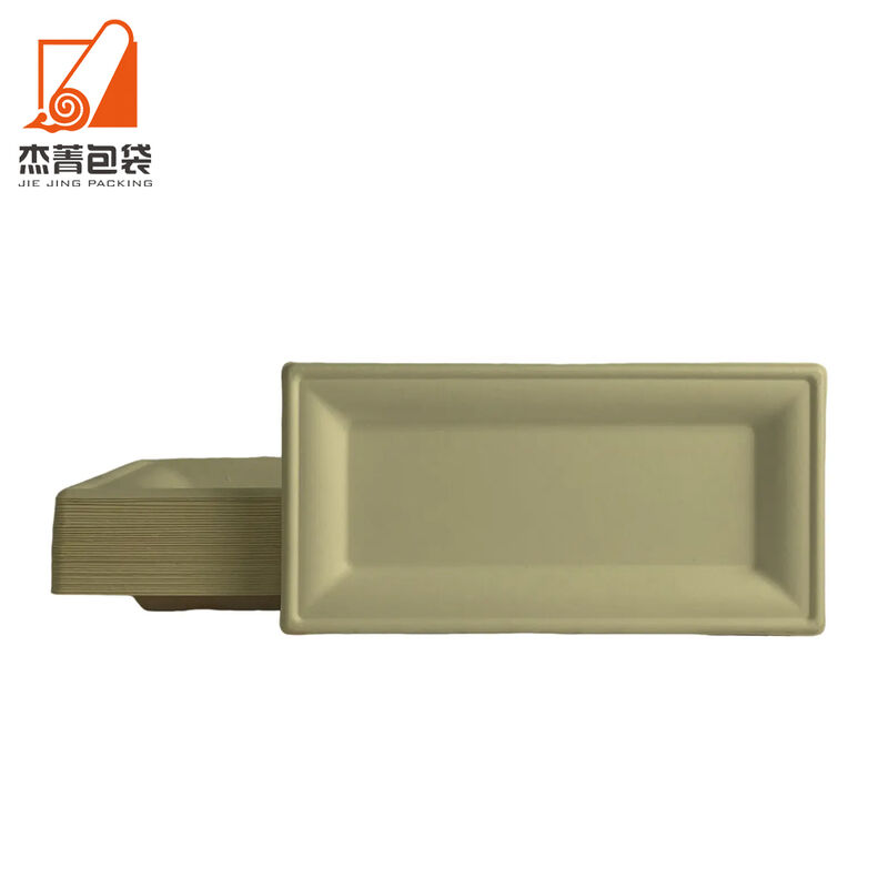 Biodegradable and compostable disposable and environmentally friendly sugarcane bagasse meal tray, rectangular takeout, dine in
