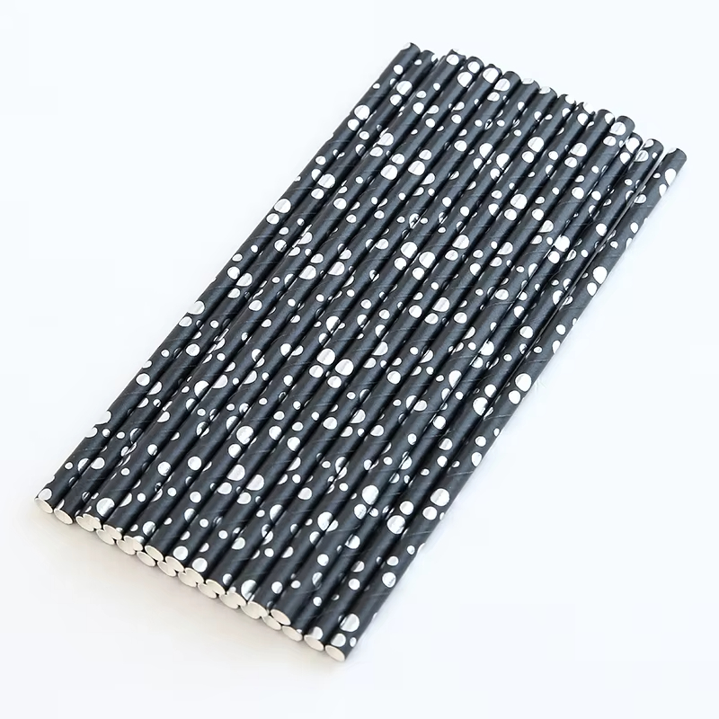 Wholesale Eco-Friendly Disposable Striped Paper Bamboo PLA Straws Biodegradable Bar & Wedding Party Supplies with Free Sample