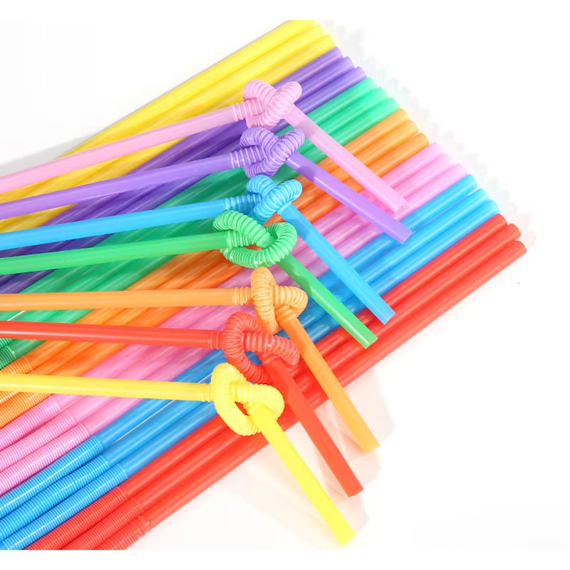 Disposable retractable PP plastic color bendable elbow straw Drink juice straw