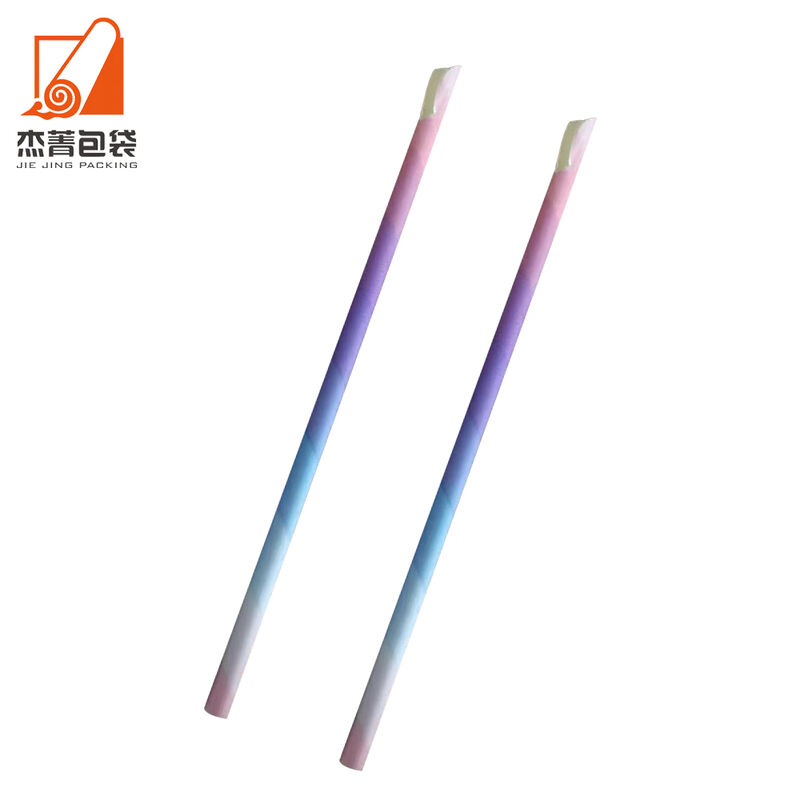 Customized Colorful Biodegradable Paper spoon straw Environmental Protection Hot And Cold Drink Paper straw
